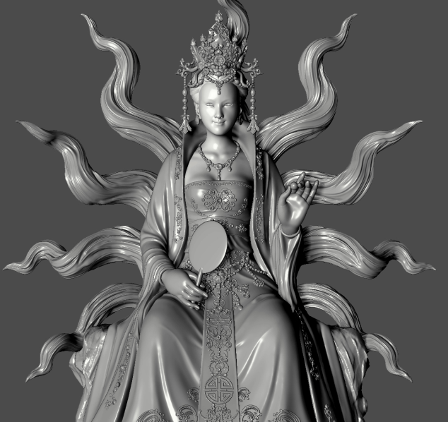 九尾狐_ZBrush圆雕学员作品--欣华雕刻培训学校