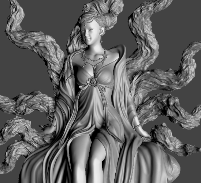 九尾狐少女_ZBrush圆雕学员作品--欣华雕刻培训学校