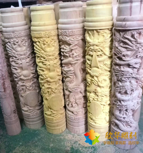 龙柱香筒木雕件